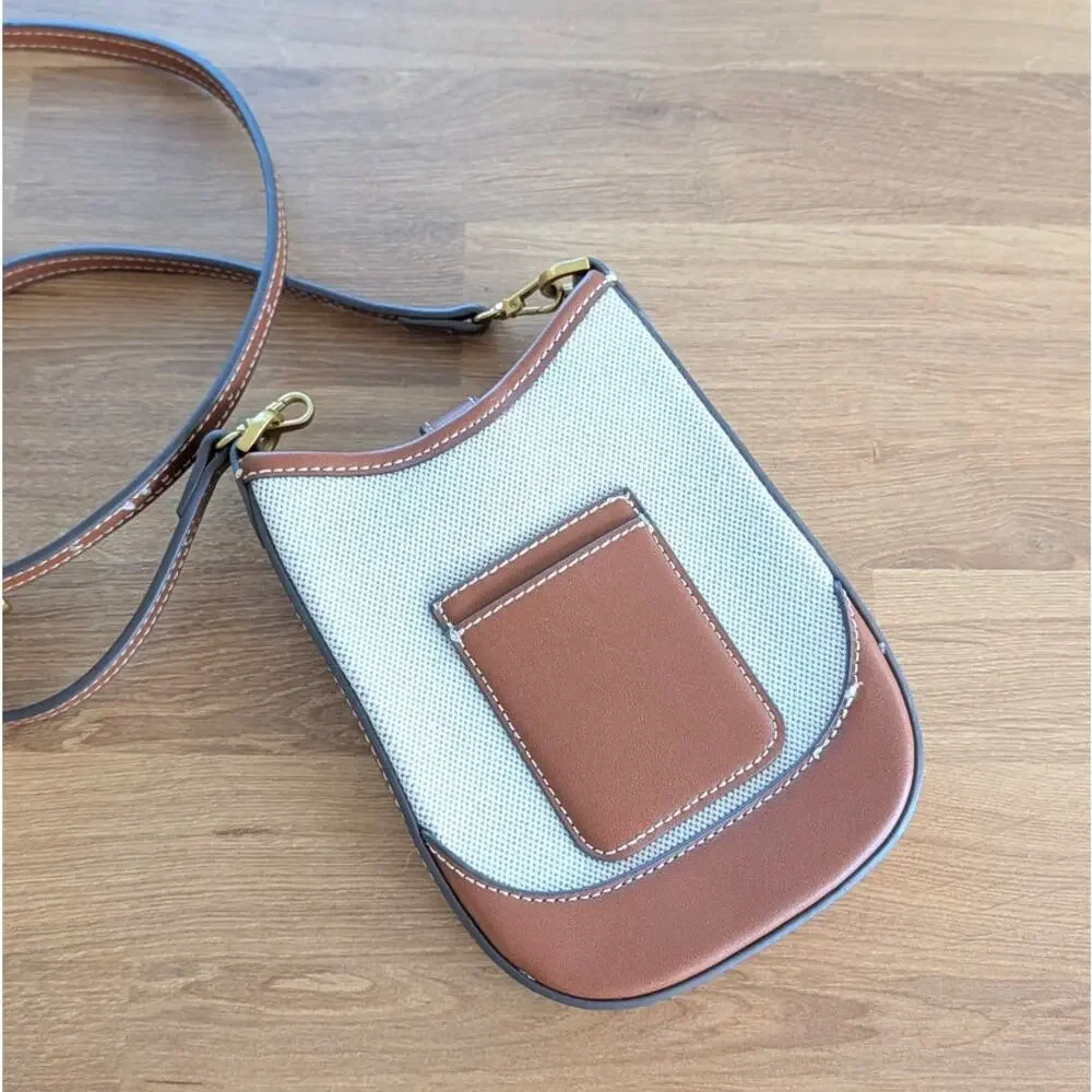 Mango MNG Canvas Phone Case with a Long Strap Shoulder Small Bag Medium Brown - Picture 3 of 7